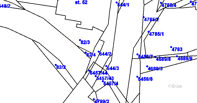 Parcela st. 544/2 v KÚ Pivonín, Katastrální mapa