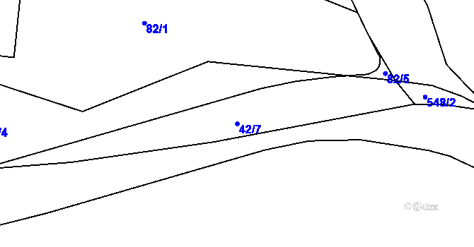 Parcela st. 42/7 v KÚ Pivonín, Katastrální mapa