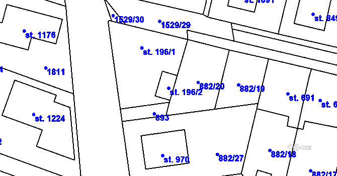 Parcela st. 196/2 v KÚ Plácky, Katastrální mapa