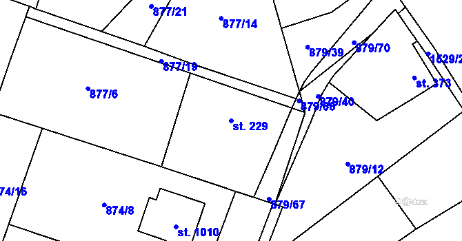 Parcela st. 229 v KÚ Plácky, Katastrální mapa
