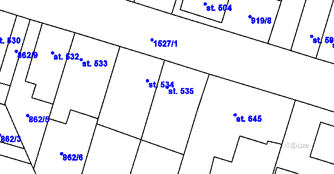 Parcela st. 535 v KÚ Plácky, Katastrální mapa