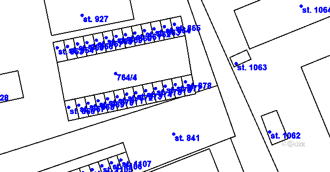 Parcela st. 876 v KÚ Plácky, Katastrální mapa