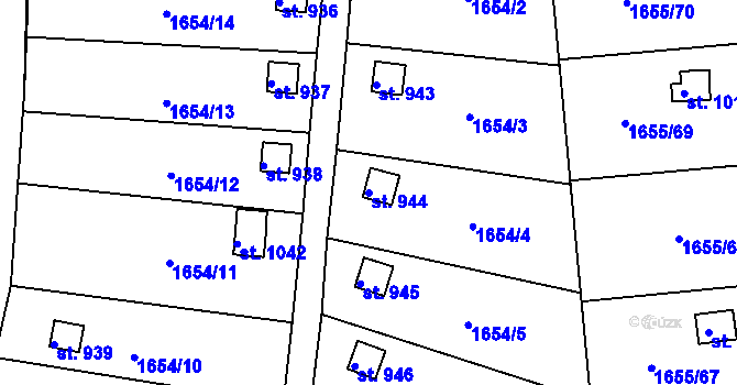 Parcela st. 944 v KÚ Plácky, Katastrální mapa