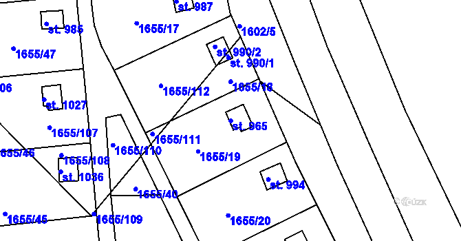 Parcela st. 965 v KÚ Plácky, Katastrální mapa