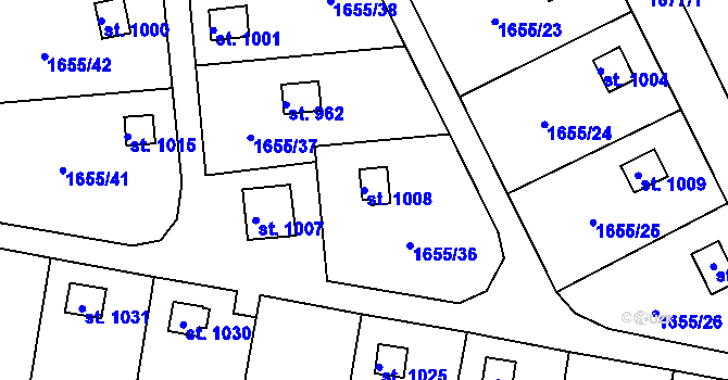 Parcela st. 1008 v KÚ Plácky, Katastrální mapa