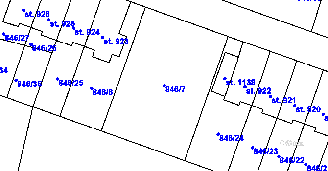 Parcela st. 846/7 v KÚ Plácky, Katastrální mapa
