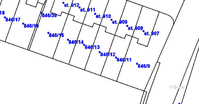 Parcela st. 846/12 v KÚ Plácky, Katastrální mapa