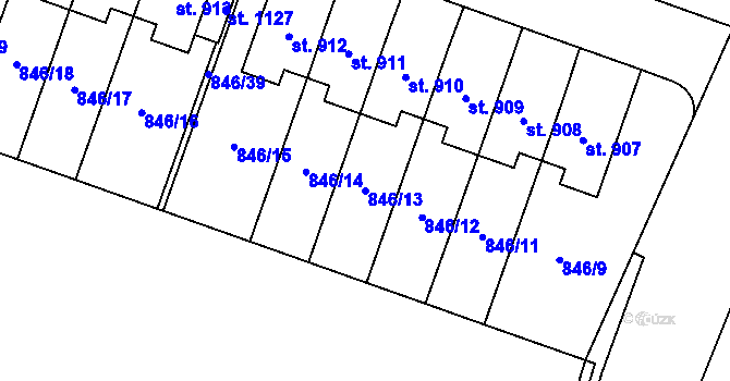 Parcela st. 846/13 v KÚ Plácky, Katastrální mapa