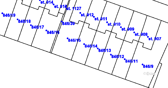 Parcela st. 846/14 v KÚ Plácky, Katastrální mapa
