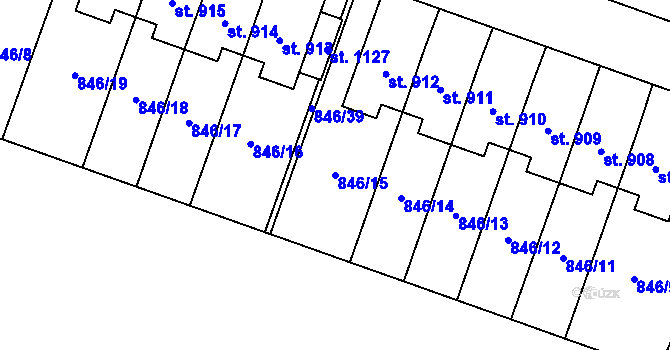 Parcela st. 846/15 v KÚ Plácky, Katastrální mapa