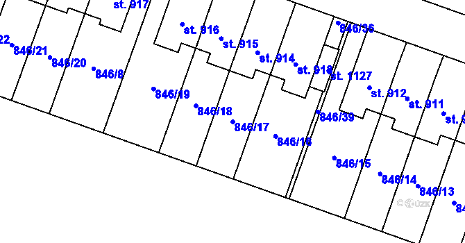 Parcela st. 846/17 v KÚ Plácky, Katastrální mapa