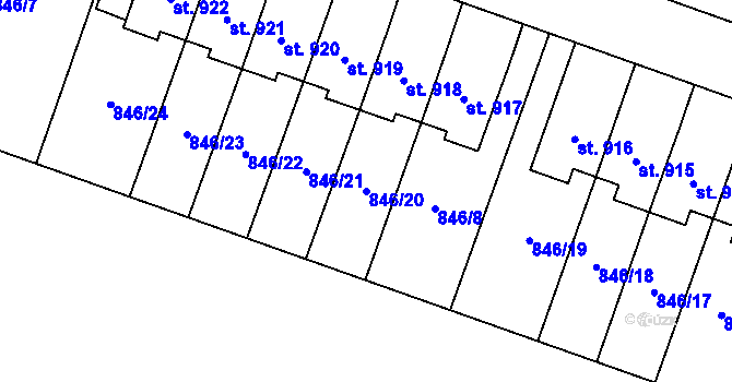 Parcela st. 846/20 v KÚ Plácky, Katastrální mapa