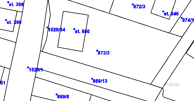 Parcela st. 872/2 v KÚ Plácky, Katastrální mapa