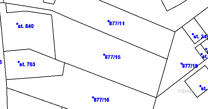 Parcela st. 877/15 v KÚ Plácky, Katastrální mapa