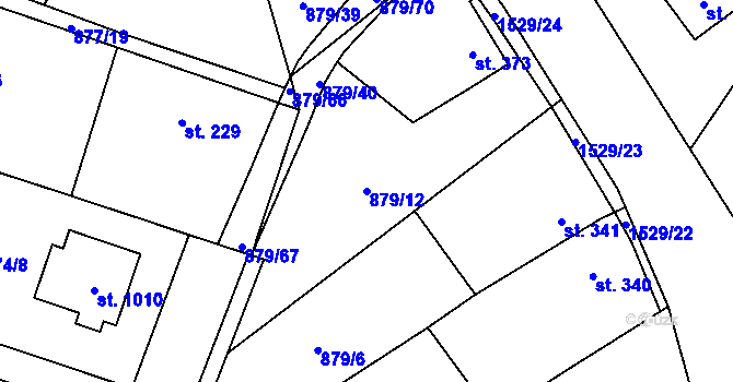 Parcela st. 879/12 v KÚ Plácky, Katastrální mapa