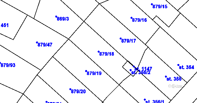Parcela st. 879/18 v KÚ Plácky, Katastrální mapa