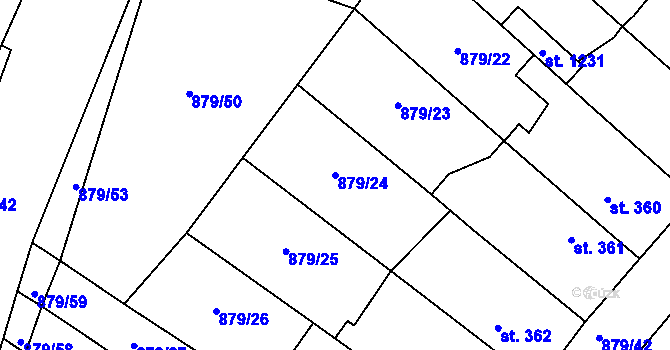 Parcela st. 879/24 v KÚ Plácky, Katastrální mapa