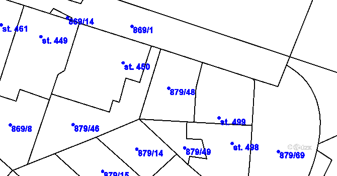 Parcela st. 879/48 v KÚ Plácky, Katastrální mapa