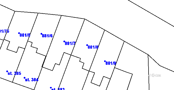 Parcela st. 881/8 v KÚ Plácky, Katastrální mapa