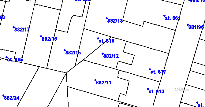 Parcela st. 882/12 v KÚ Plácky, Katastrální mapa