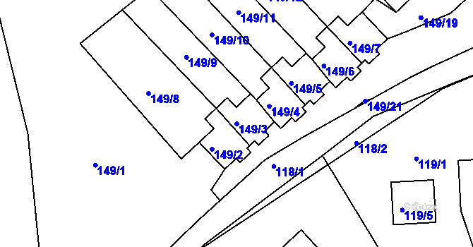 Parcela st. 149/3 v KÚ Plačice, Katastrální mapa