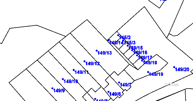 Parcela st. 149/13 v KÚ Plačice, Katastrální mapa
