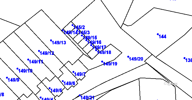 Parcela st. 149/18 v KÚ Plačice, Katastrální mapa
