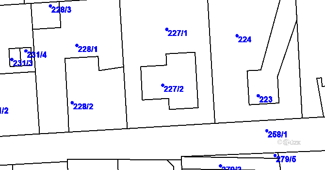 Parcela st. 227/2 v KÚ Plačice, Katastrální mapa