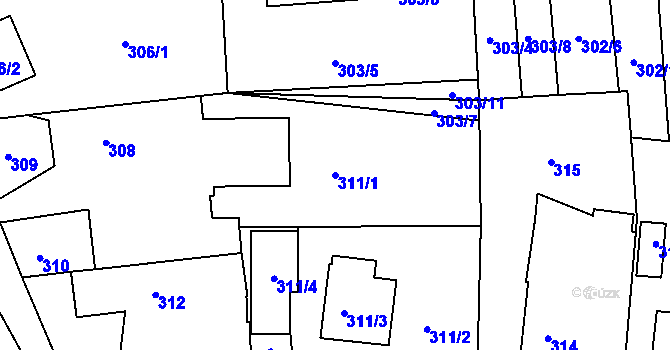 Parcela st. 311/1 v KÚ Plačice, Katastrální mapa