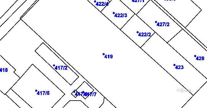 Parcela st. 419 v KÚ Plačice, Katastrální mapa