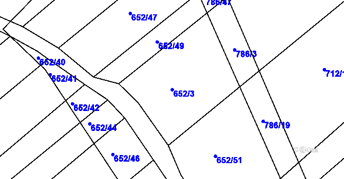 Parcela st. 652/3 v KÚ Plačice, Katastrální mapa