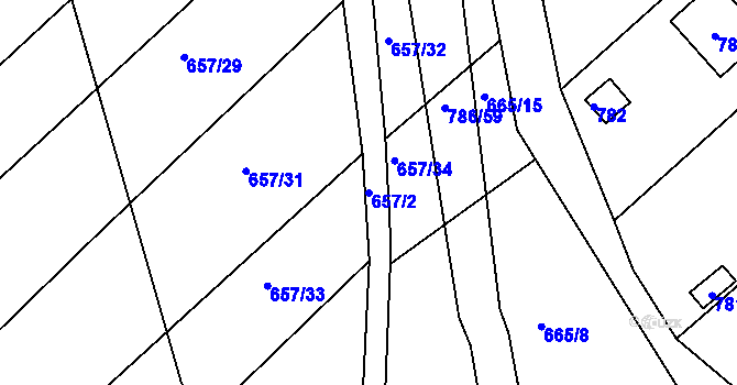Parcela st. 657/2 v KÚ Plačice, Katastrální mapa