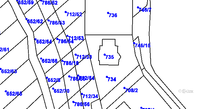 Parcela st. 735 v KÚ Plačice, Katastrální mapa