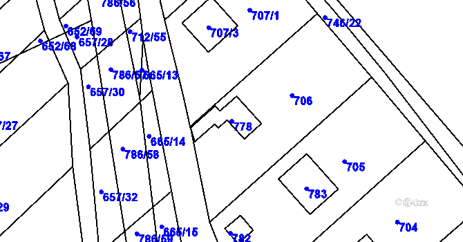 Parcela st. 778 v KÚ Plačice, Katastrální mapa