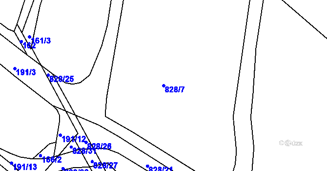 Parcela st. 828/7 v KÚ Plačice, Katastrální mapa
