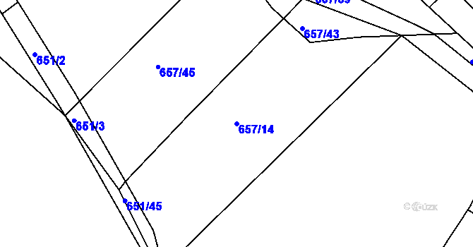 Parcela st. 657/14 v KÚ Plačice, Katastrální mapa