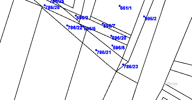 Parcela st. 786/21 v KÚ Plačice, Katastrální mapa