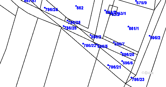 Parcela st. 786/22 v KÚ Plačice, Katastrální mapa