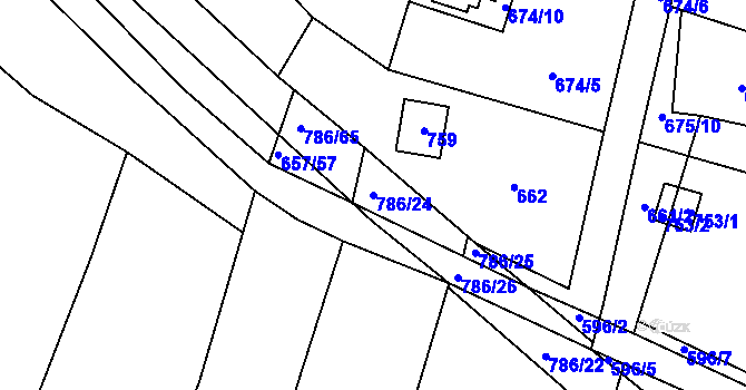 Parcela st. 786/24 v KÚ Plačice, Katastrální mapa