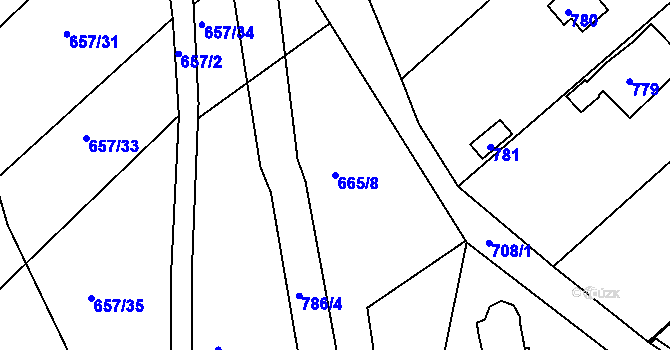 Parcela st. 665/8 v KÚ Plačice, Katastrální mapa
