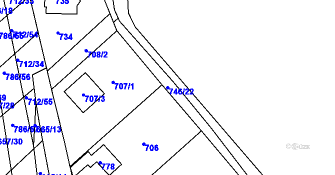 Parcela st. 746/22 v KÚ Plačice, Katastrální mapa