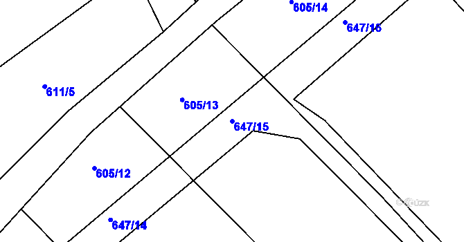 Parcela st. 647/15 v KÚ Plačice, Katastrální mapa