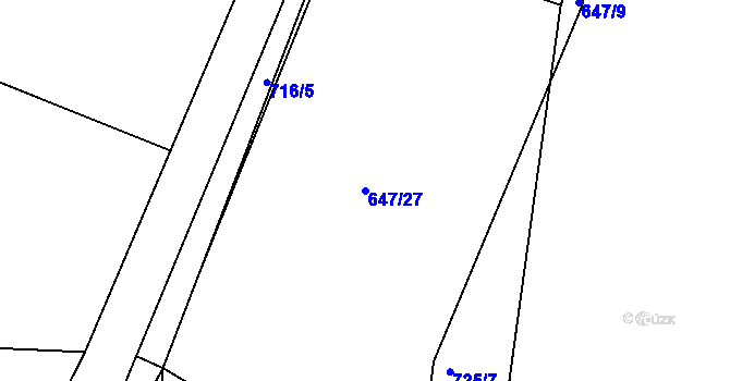 Parcela st. 647/27 v KÚ Plačice, Katastrální mapa