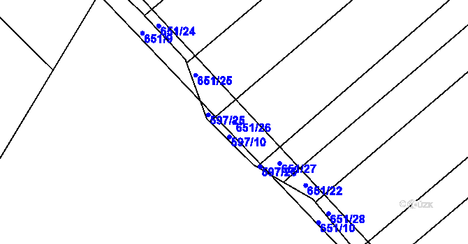 Parcela st. 651/26 v KÚ Plačice, Katastrální mapa