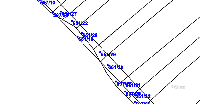 Parcela st. 651/29 v KÚ Plačice, Katastrální mapa