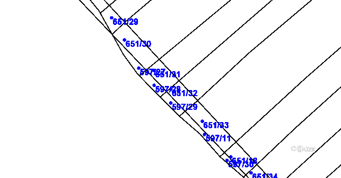 Parcela st. 651/32 v KÚ Plačice, Katastrální mapa