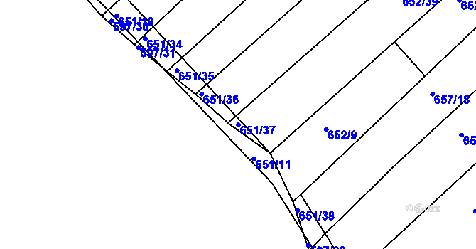 Parcela st. 651/37 v KÚ Plačice, Katastrální mapa