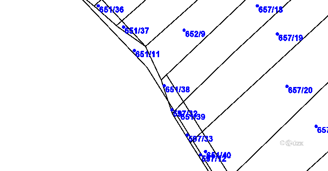 Parcela st. 651/38 v KÚ Plačice, Katastrální mapa