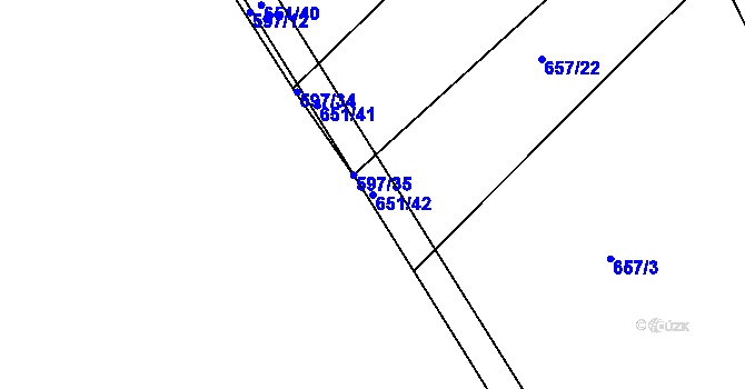 Parcela st. 651/42 v KÚ Plačice, Katastrální mapa