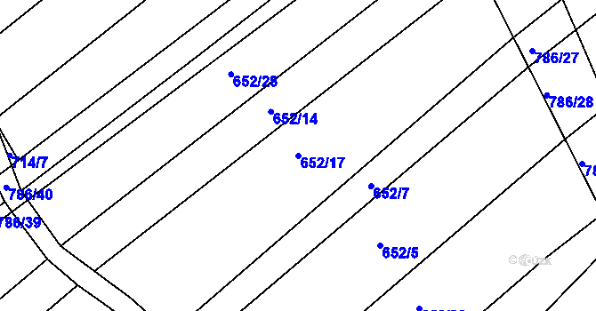 Parcela st. 652/17 v KÚ Plačice, Katastrální mapa